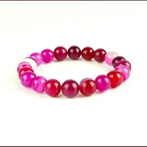 Pink/purple glass bead stretchy bracelet
